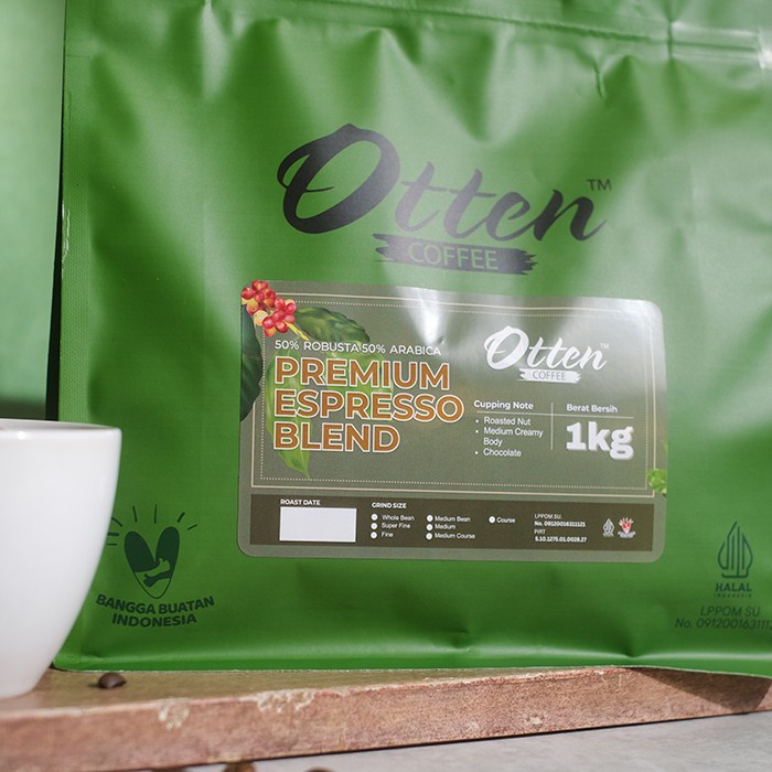 

Premium Espresso Blend 1kg Biji Bubuk Kopi Arabica Robusta Otten Coffee - Commercial Blend