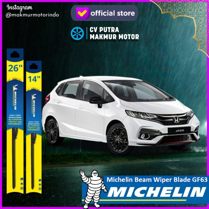 MICHELIN FRAMELESS WIPER GF63 FOR JAZZ GK5 ( WIPER SET ISI 2 )
