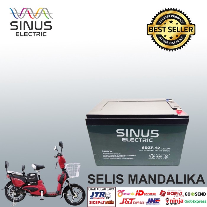 Aki Sepeda Listrik 6 DZF 12 SELIS MANDALIKA 12V 12Ah Aki VRLA.