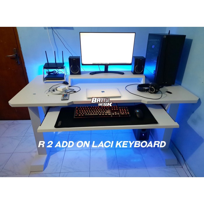 MEJA KOMPUTER GAMING PC DESK RGB MURAH 160X80 - BATTLEDESK R 2 HITAM :)