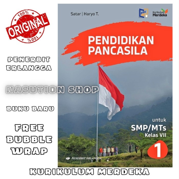 

SALE !!! BUKU PENDIDIKAN PANCASILA KELAS 1 / 7 VII SMP/MTS ERLANGGA KURIKULUM MERDEKA KM READYY