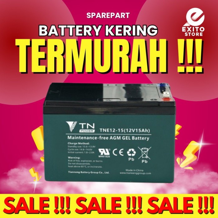 Baterai/aki kering sepeda listrik 48/36/24/12 volt 12 Ah