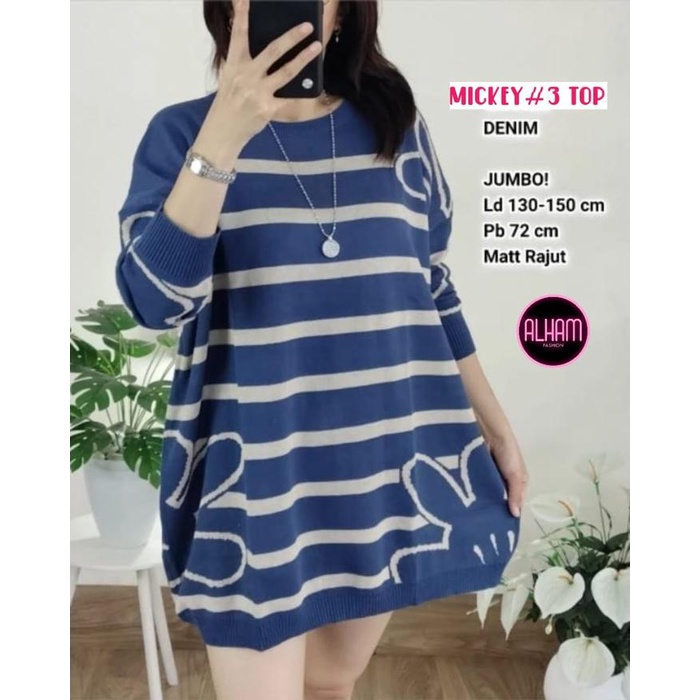 TERUJI BLOUSE RAJUT WANITA OVERSIZE LD 130 MOTIF GARIS GARIS TERBARU PAKAIAN WANITA BAJU ATASAN