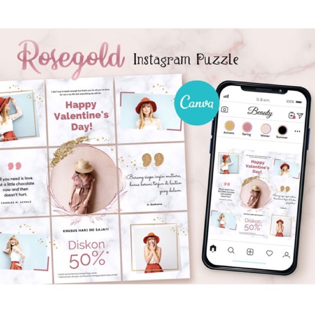 3X3 INSTAGRAM PUZZLE TEMPLATE - EDIT DENGAN CANVA- DIGITAL DOWNLOAD- NO ONGKIR- UPDATE TIAP MINGGU
