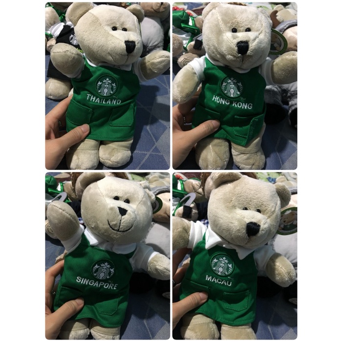 DISKON SUPER STARBUCKS BEARISTA BEAR GREEN APRON THAILAND HONGKONG SINGAPORE MACAU PACKING AMAN