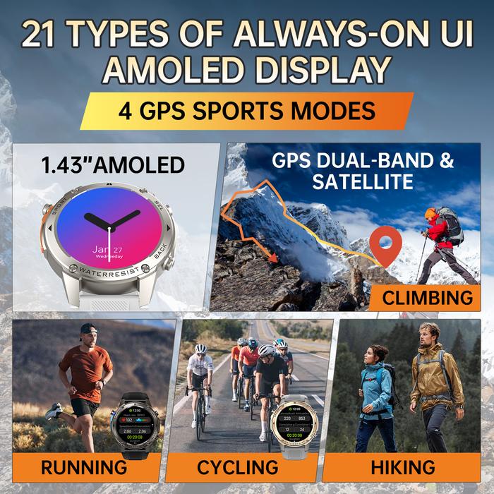 terbaru  strap jam gratisskmei dm56 smartwatch gps map aod amoled smartwatch 5atm waterproof