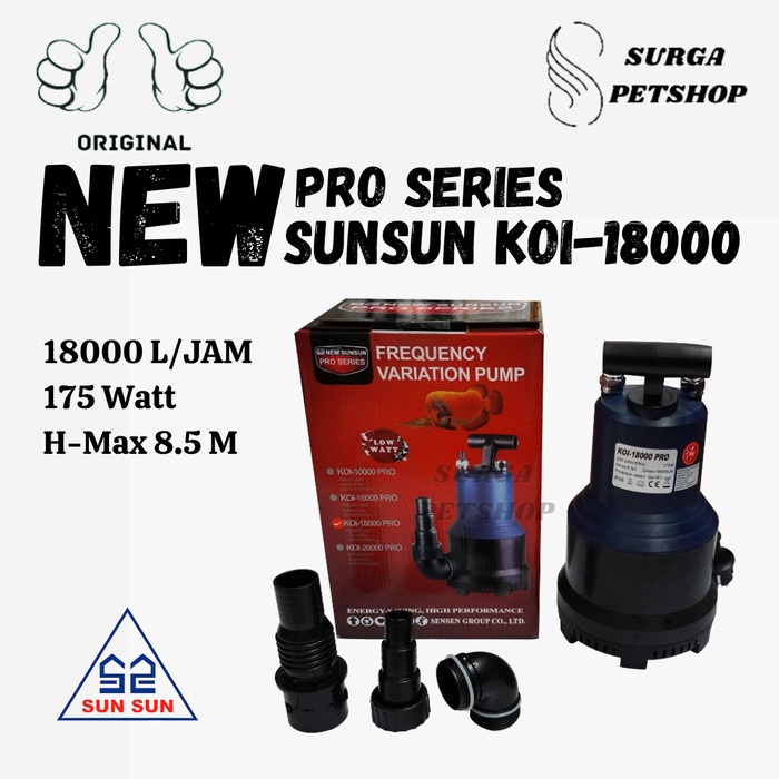 NEW SUNSUN KOI 18000 POMPA AIR CELUP AKUARIUM KOLAM IKAN KOI18000