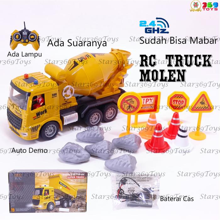 ready stok mainan kontruksi molen dump truck 2,4 ghz rc truk molen kendaraan alat berat original