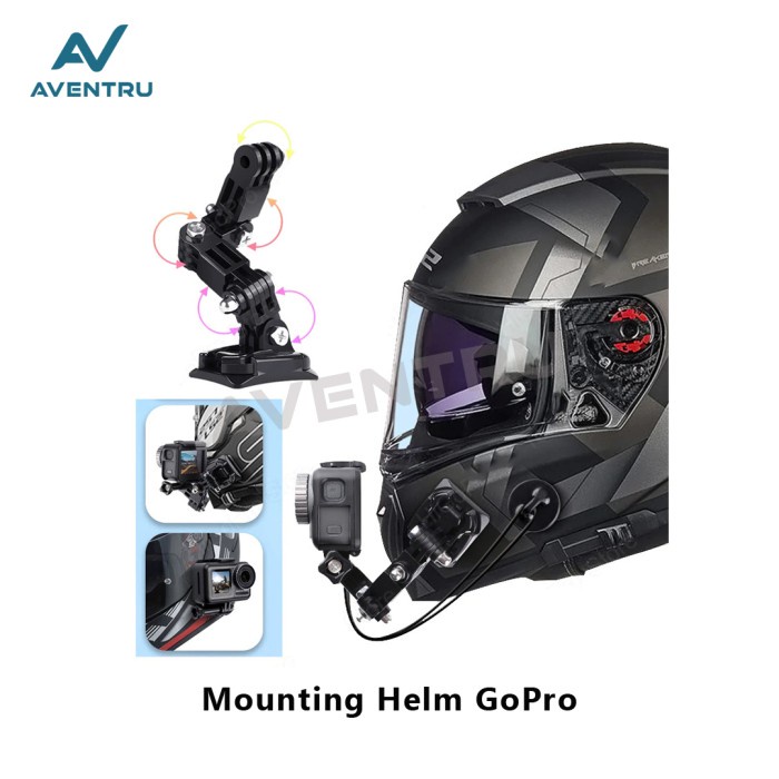 Helmet Front Chin Vlog Clamp Mounting Mount Helm Gopro Camera Motor