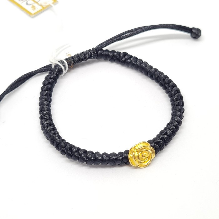 GELANG PIXU TALI SERUT BUNGA MAWAR TERANG JAYA emas kuning 23k