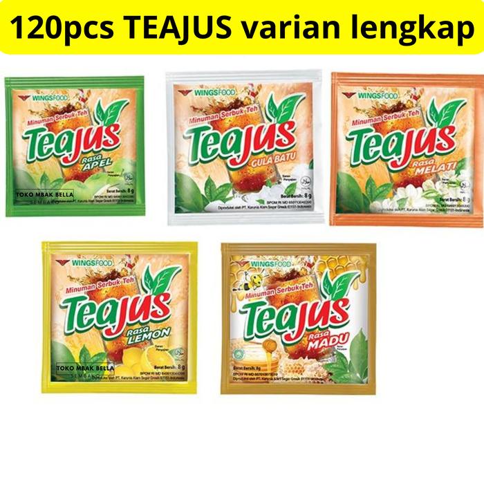 

120PCS (12renteng) MINUMAN BUBUK TEA JUS ANEKA RASA 1 RENCENG ISI 10 PCS TEAJUS APEL MELATI GULA