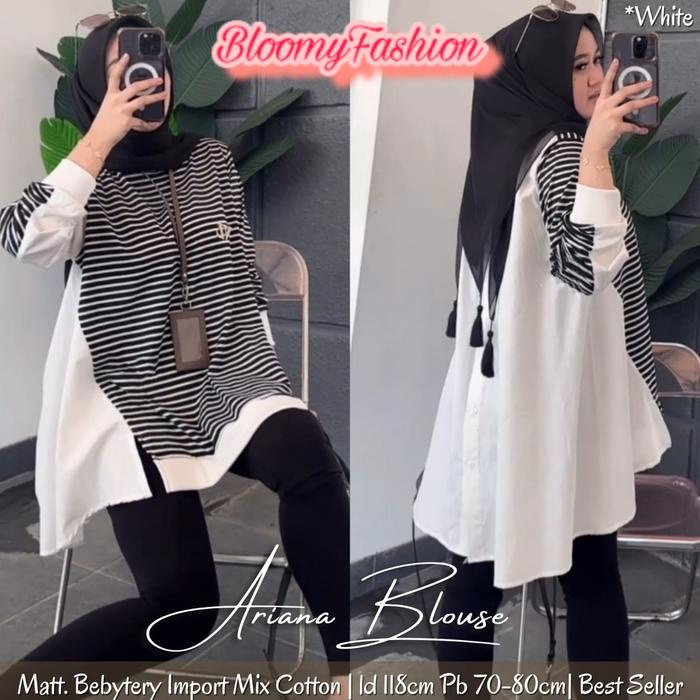 SPECIAL BLOUSE SALUR WANITA JUMBO VIRAL TERBARU / PAKAIAN WANITA BAJU ATASAN BLOUSE GARIS KOREAN