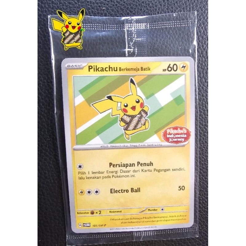 Disc Pikachu Berkemeja Batik Indonesia Journey Kartu Pokemon Promo 101/Sv-P. Official Pokemon Promo