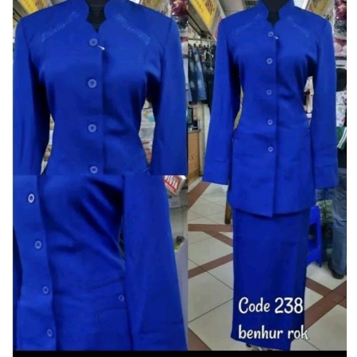 BLEZER KERJA WANITA BIRU ELEKTRIK/BENHUR/ STELAN BAJU DINAS BIRU BCA PEGAWAI BANK, SERAGAM GURU PNS