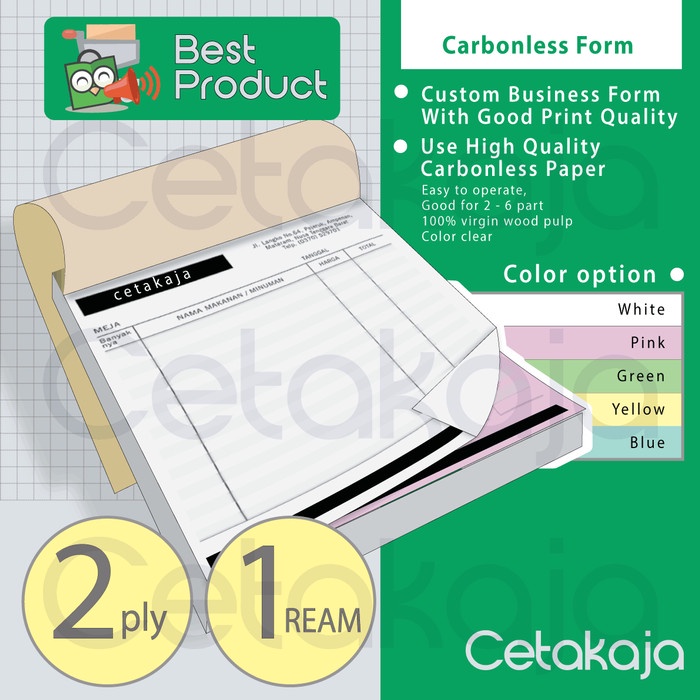 

CETAK NOTA 1 RIM 2 PLY / RANGKAP ( Custom NCR INVOICE BON ) 2ply 1rim TERLARIS/TERMURAH/TERPOPULER