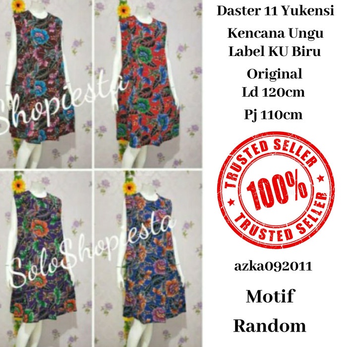 Daster Yukensi Tanpa Lengan Kencana Ungu