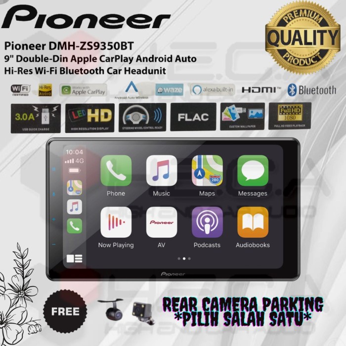 Pioneer DMH-ZS9350BT Head Unit 9" Double Din Tape Mobil 9inch + Camera