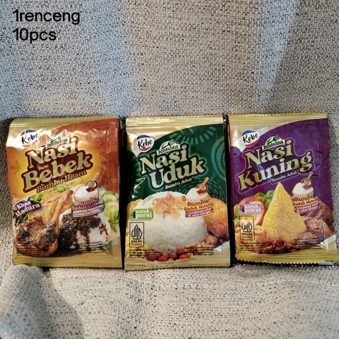 

PROMO 1renceng kobe nasi uduk/bumbu instan nasi kuning/nasi bebek/bumbu aduk rendang kobe 10pcs