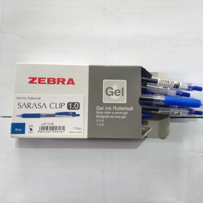 Pulpen zebra sarasa 1,0 hitam & biru / bolpoint zebra sarasa 1,0