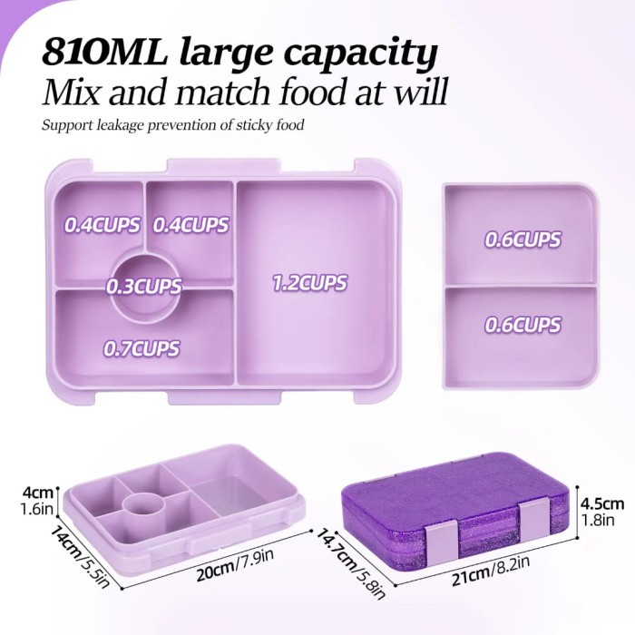 Kotak Makan Bento Glitter Shimmer/Bento Lunch Box Ukuran Besar Mewah