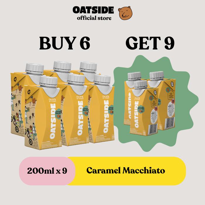 

terbaru !!! [buy 6 get 9] oatside mini oat milk caramel macchiato 200ml (9 pcs) caps ready