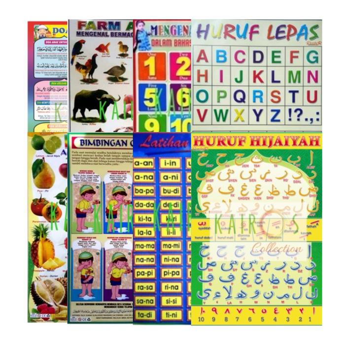 

JTTOP" POSTER 20 EDUKASI ANAK BELAJAR ANEKA HEWAN, HURUF, ANGKA, MATEMATIKA, BUAH, SAYUR KARTON
