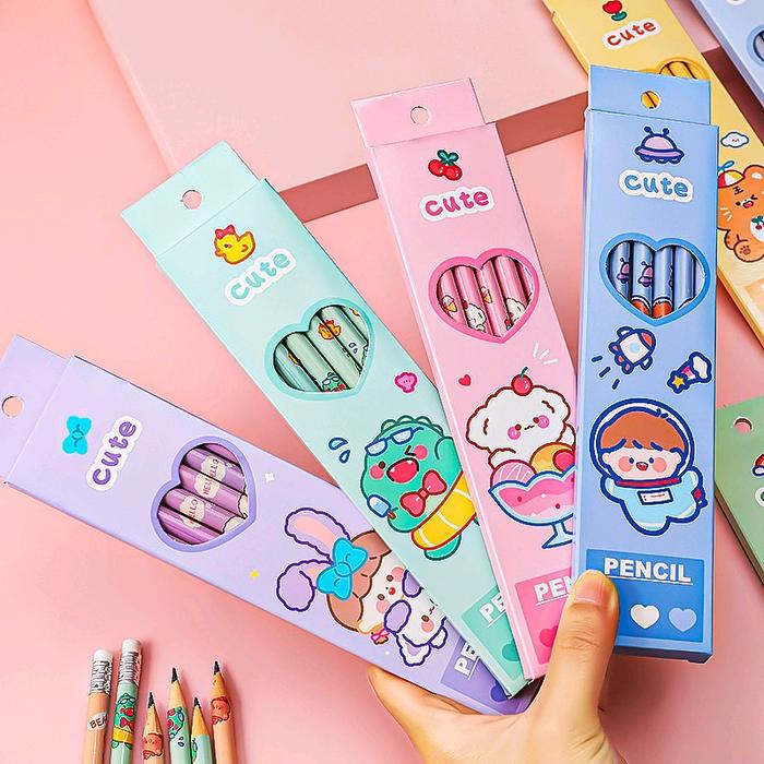 

JTTOP" PENSIL SET/ALAT TULIS HB ISI 6 PCS DENGAN KARAKTER LUCU STATIONERY