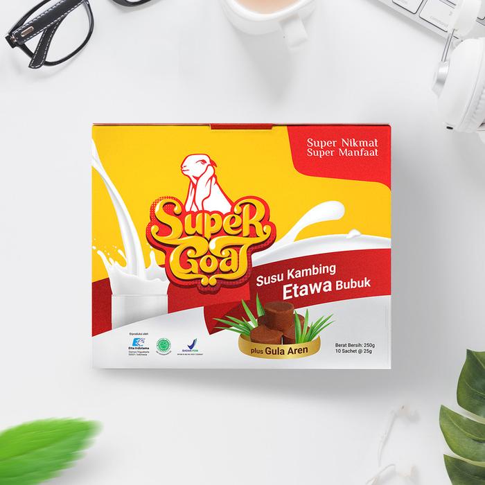 

terbaru !!! susu kambing etawa plus gula aren supergoat daily milk 10 sachet bubuk putih dairy susu