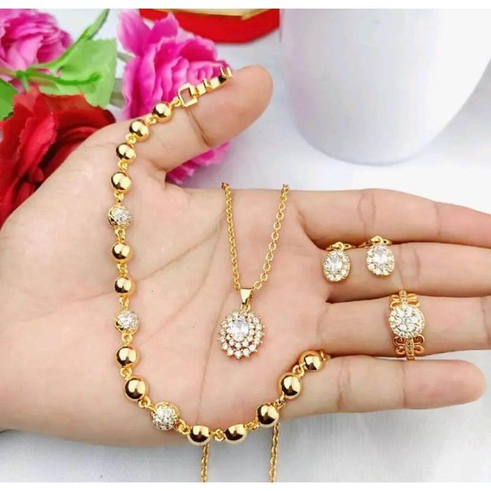 1 set perhiasan titanium wanita dewasa terbaru set aksesoris titanium anti luntur perhiasan 1 set