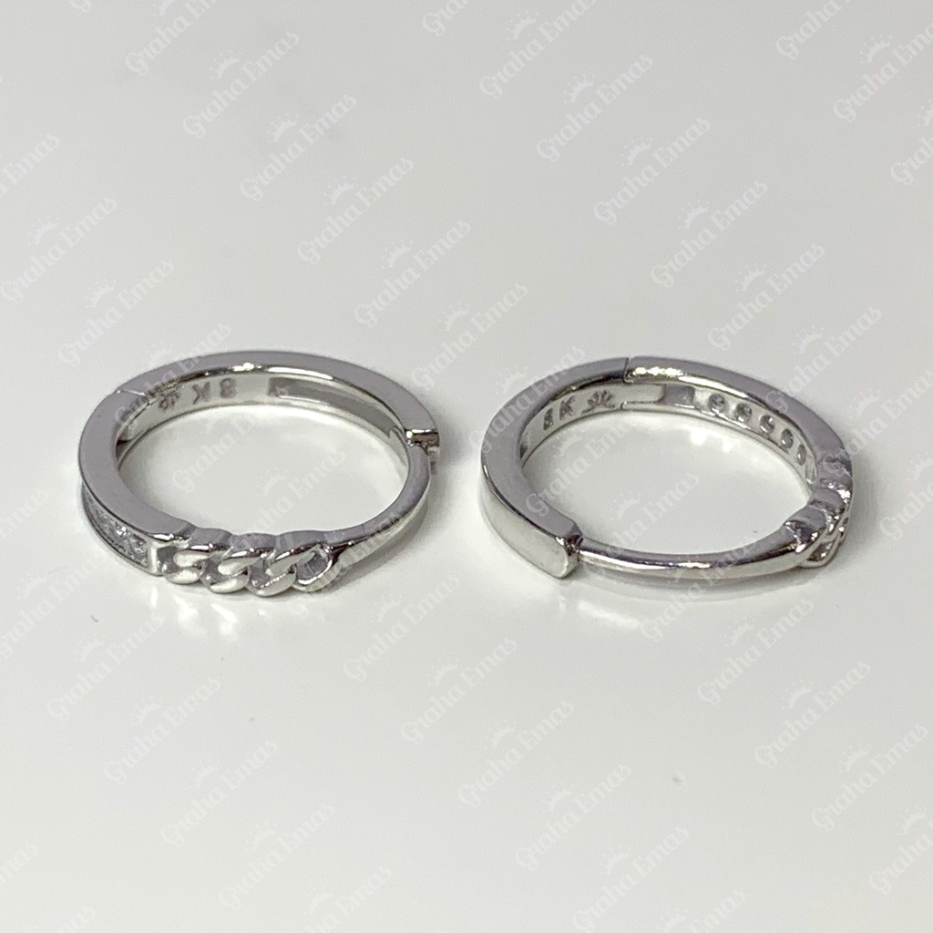 Graha Emas Anting Emas Putih Bentuk Chain 8K - White Gold Chain Model Earring 8 Carat M975