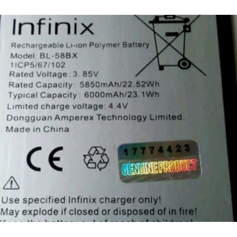 Best Infinix Bl-58Bx Bl58Bx Genuine Batu Batre Battery Baterai Infinix Hot 9 Play X680 Hot 10 Play