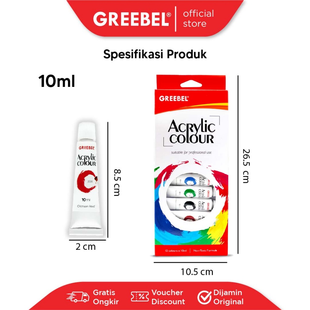 

Murah Greebel Cat Lukis Akrilik Set / Acrylic Paint Color (Cat Acrylic 10Ml) Cat Melukis