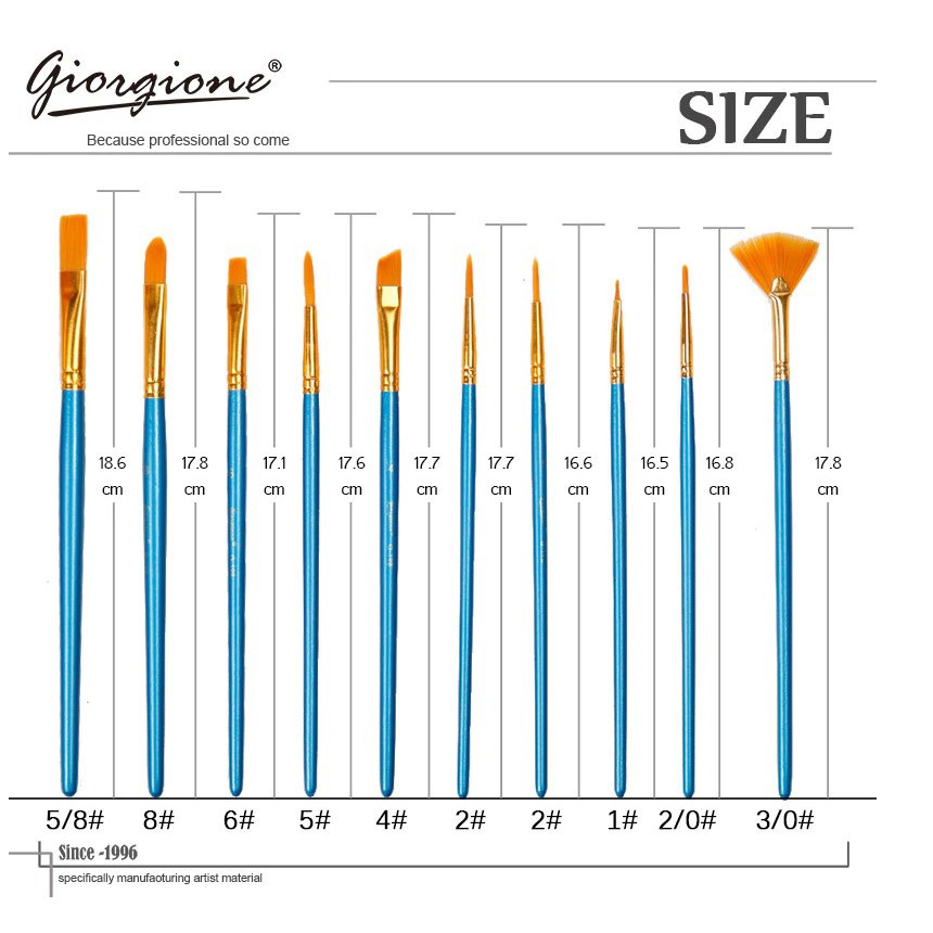 

Grosir Giorgione Brush Set 10 Pcs G-198H / Kuas Lukis Set 10