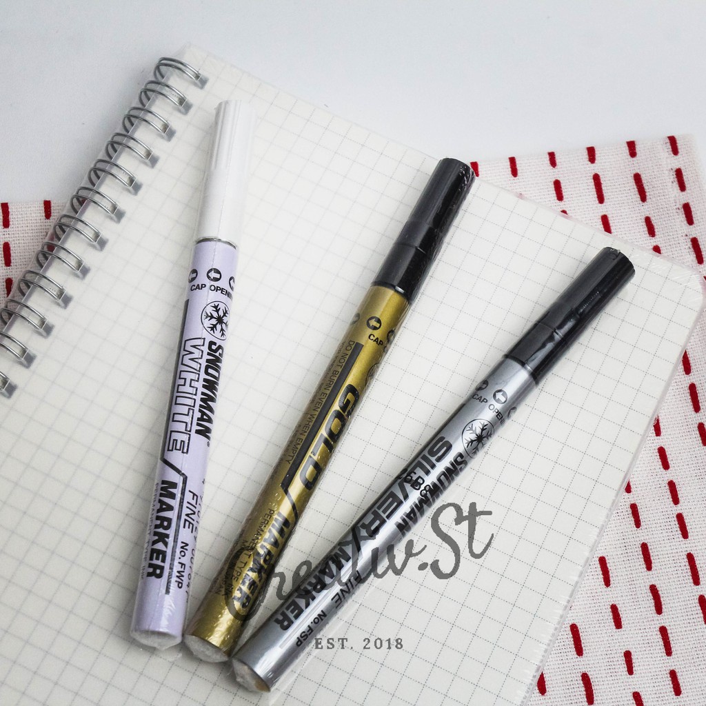 

Diskont Snowman Paint Marker Spidol Emas Perak Putih Kecil Gold Silver White Marker