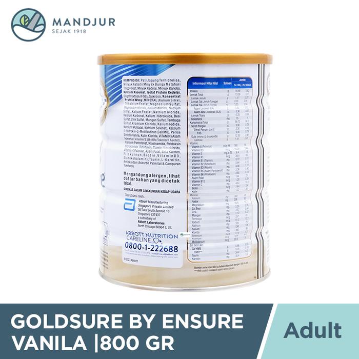 

terbaru !!! goldsure by ensure vanila 800 gram - susu tambah nutrisi ready