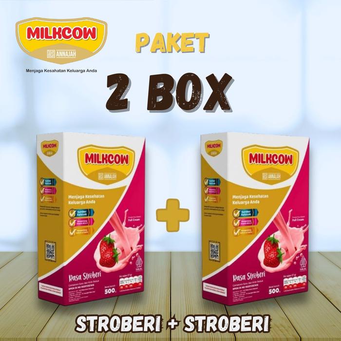 

terbaru !!! paket 2 box milkcow susu sapi bubuk kemasan 500gr 3 varian rasa ready