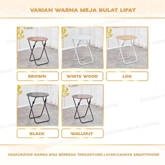 GHL Meja Cafe Bulat Meja Lipat Kayu Kaki Silang Di Lipat