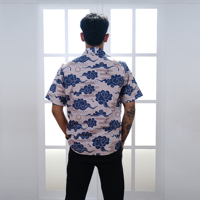 Dowear Baju Setelan Kemeja Laki Laki Motif Batik Pria Lengan Pendek Kondangan Modern Batik Oriental
