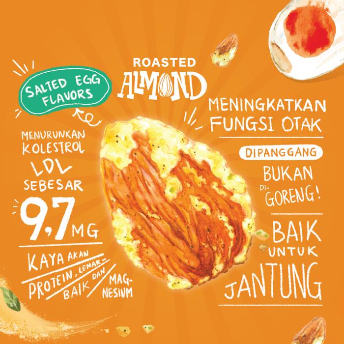 

Beorganik Roasted Almond Salted Egg Yolk Coating - Almond Coated Cemilan Sehat