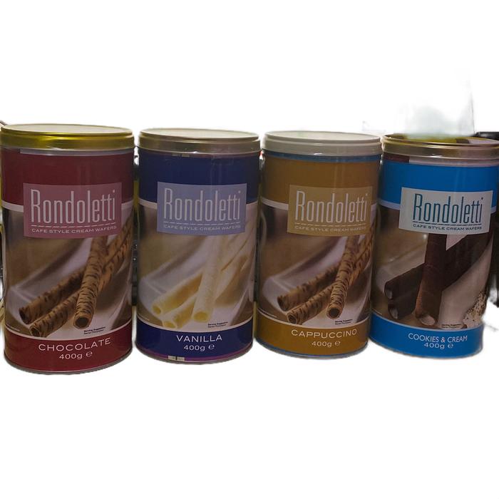 

Big Rondoletti 1 Kaleng (400gram) Coklat,Cookies&cream,Cappuccino,Vanilla