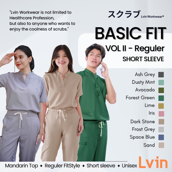 TERLARIS Lvin Mandarin Collar Baju OKA Reguler Fit/ Baju Jaga / Set Baju Dokter