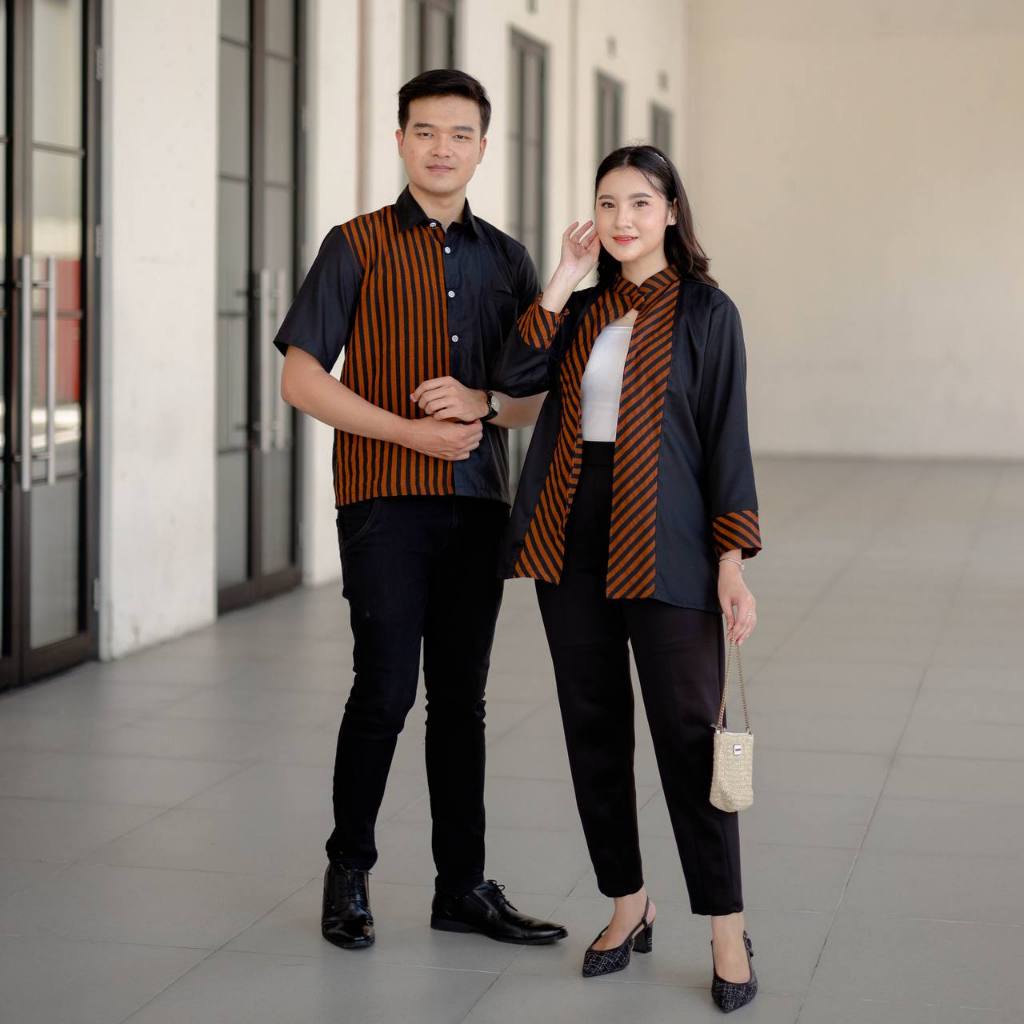 New Benang Raja Sarimbit Batik Tenun Blangket Lurik Coklat Ready