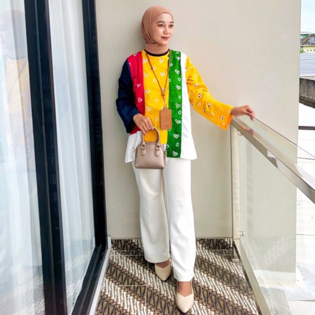 New Masayu Batik - Blouse Batik Wanita Atasan Wanita Jumputan Rainbow Series Ready