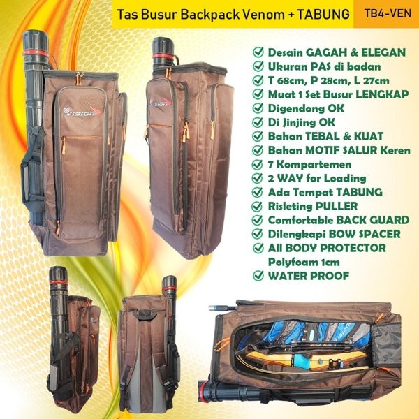 TAS BUSUR PANAH RECURVE VENOM - Tas Ransel Backpack Bow Bag Panahan