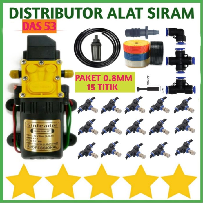 Paket Alat Siram Misting 15 Titik 0.8 Mm Mist Nozzle Kabut Selang Air
