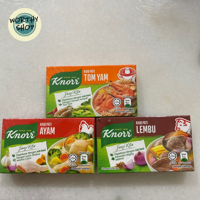 

Sale! Knorr Cube/ Kiub Pati Ayam/ Ikan Bilis/ Lembu/ Tomyum 6 Cubes Penyedap Rasa Kaldu Ori Malaysia