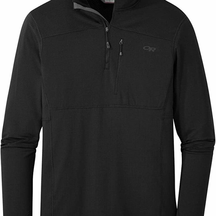 Jaket Gunung Kaos Baselayer Outdoor Research Vigor Quarter Zip Black