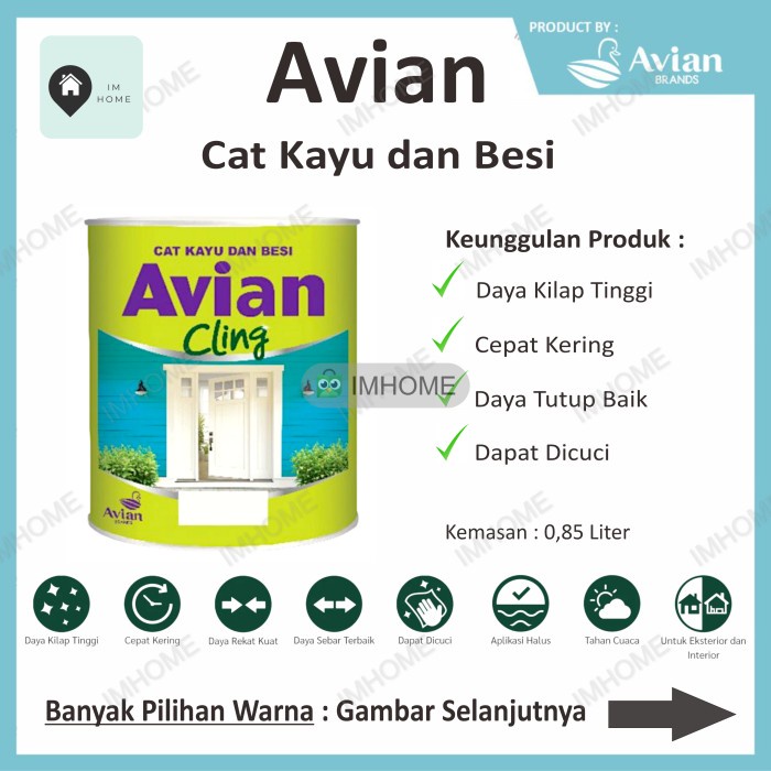 Avian Cling Cat Kayu dan Besi 1kg Hitam/Putih, Kilap, Doff/Matte