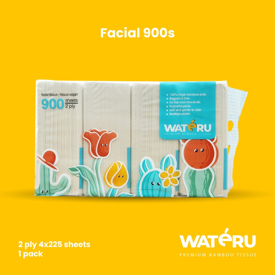 Wateru Preum Bamboo Tissue Facial Tissue 900 sheets 2 ply