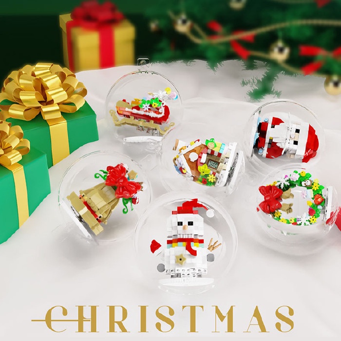 SALE  BLOCK CITY-BLOCK BRICK ORNAMEN NATAL GANTUNGAN POHON NATAL BALOK SUSUN PUZZLE BRICK